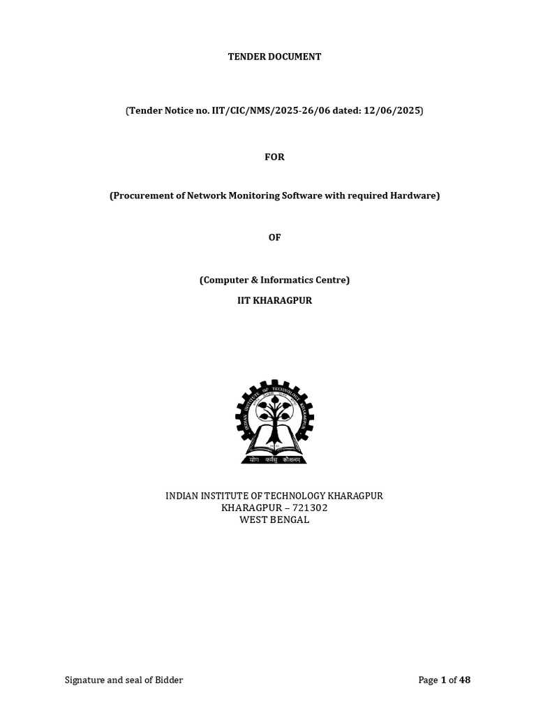 IIT Kharagpur Network Monitoring Tender | PDF | Computing | Computer ...