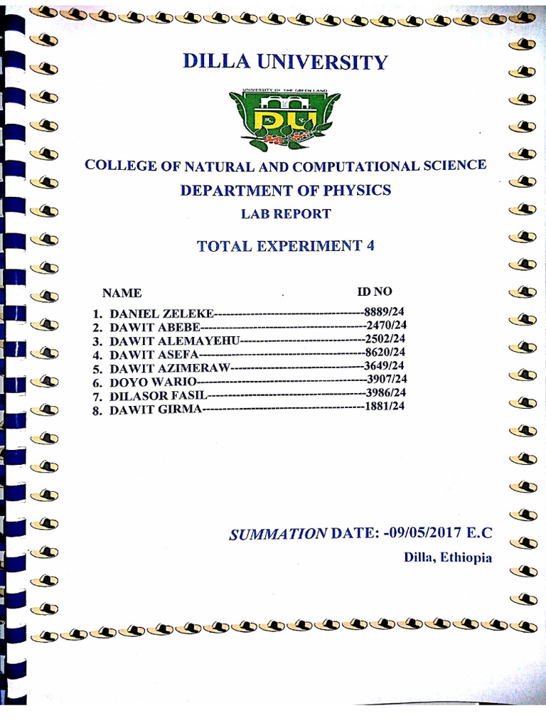 Dilla University Physics Lab Report | PDF