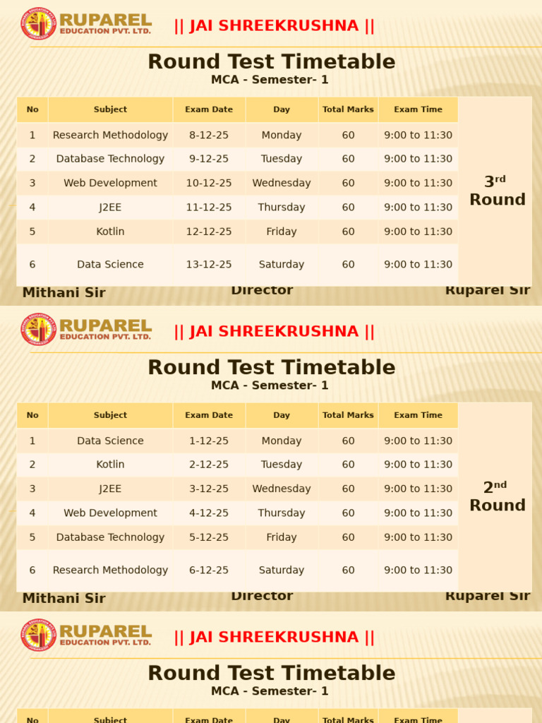 MCA and BCA Exam Timetable 2025 | PDF | Academic Term | Computing