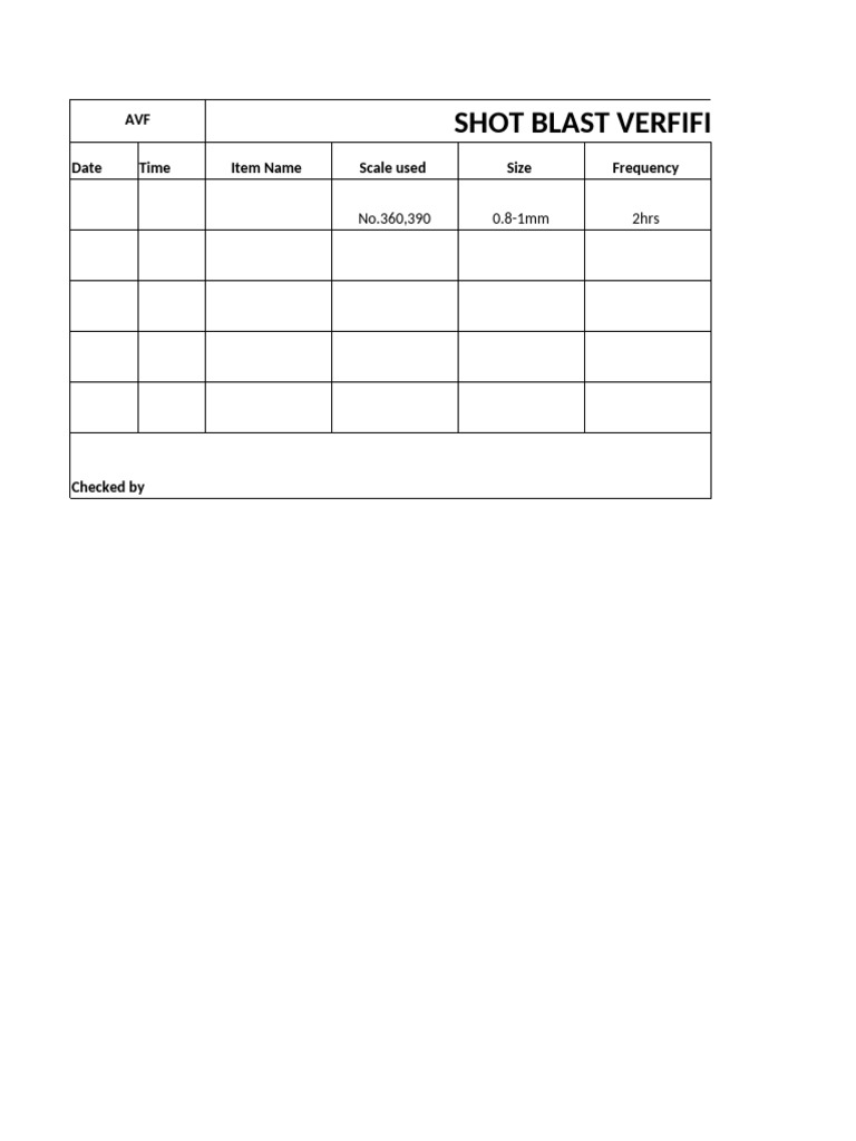 Shot Blast Verification Record Template | PDF