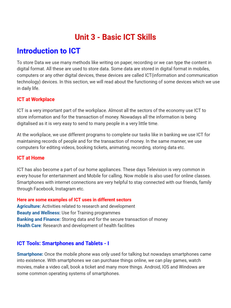 Basic ICT Skills and Applications Guide | PDF | World Wide Web ...