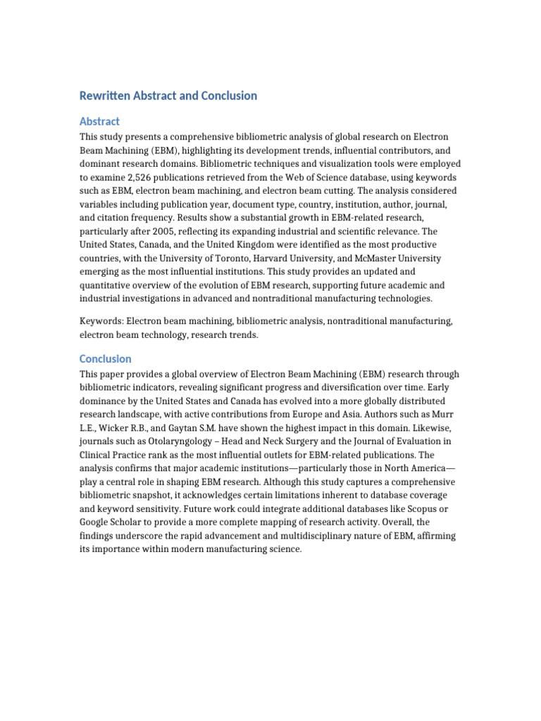 EBM Rewritten Abstract Conclusion Separate | PDF | Science ...