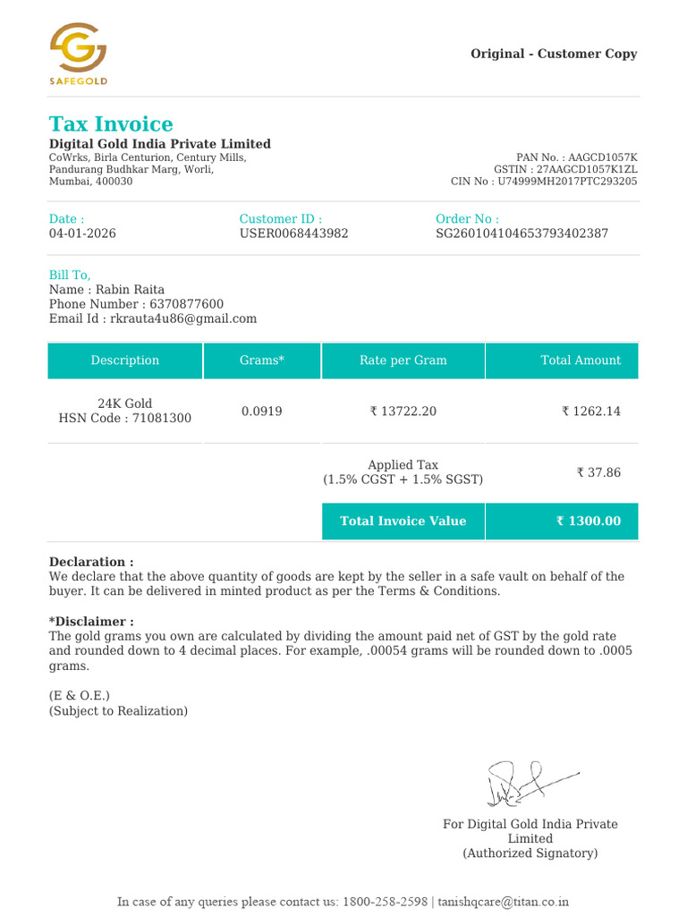 Digital Gold India Private Limited | PDF