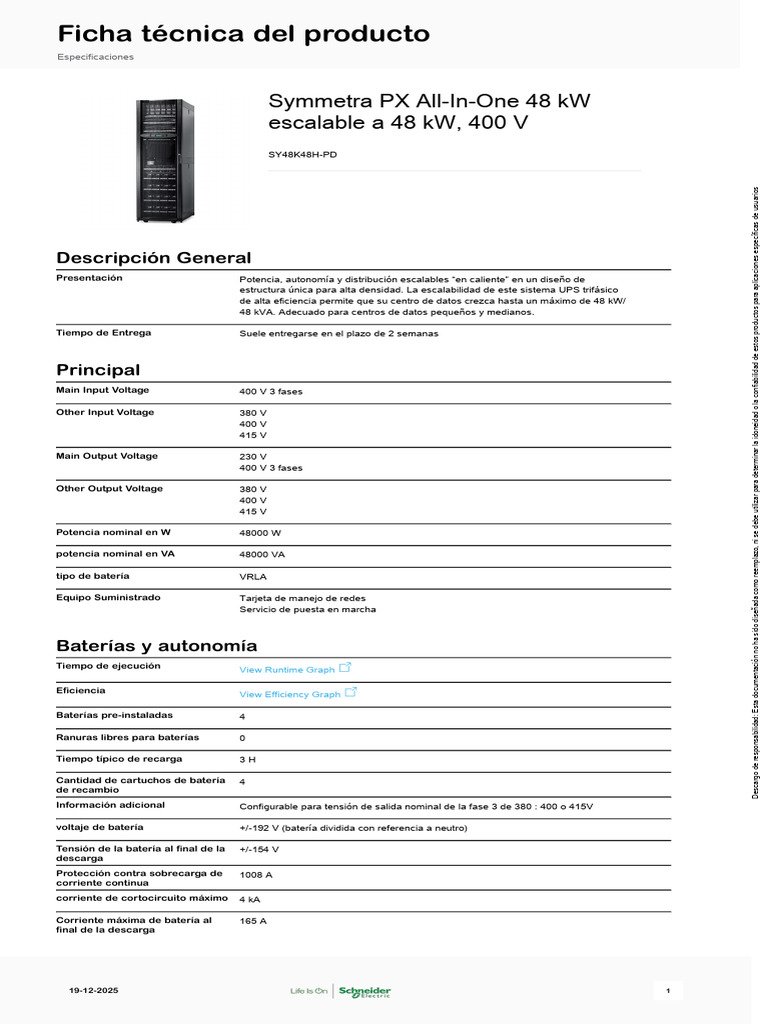 Ups Symmetra PX Sy48k48h PD | PDF | Poder (Física) | Ingenieria Eléctrica