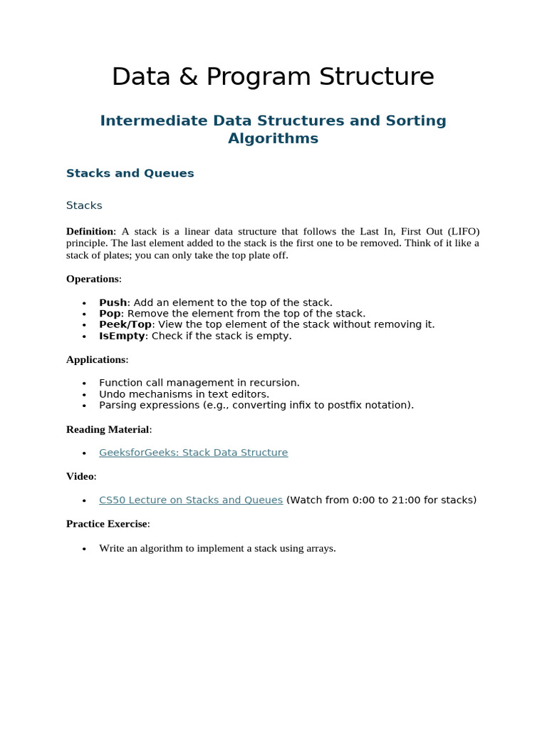 Stacks and Queues: Data Structures Guide | PDF
