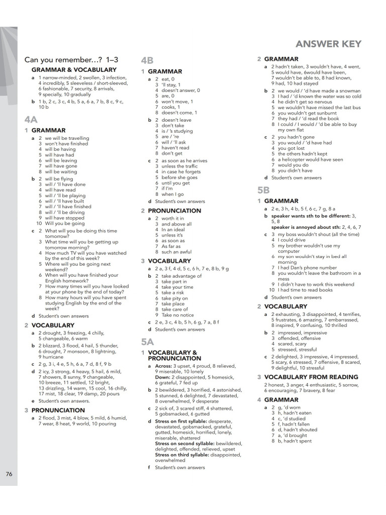 English File 4th Ed Upper Intermediate Workbook Keys 3 | PDF