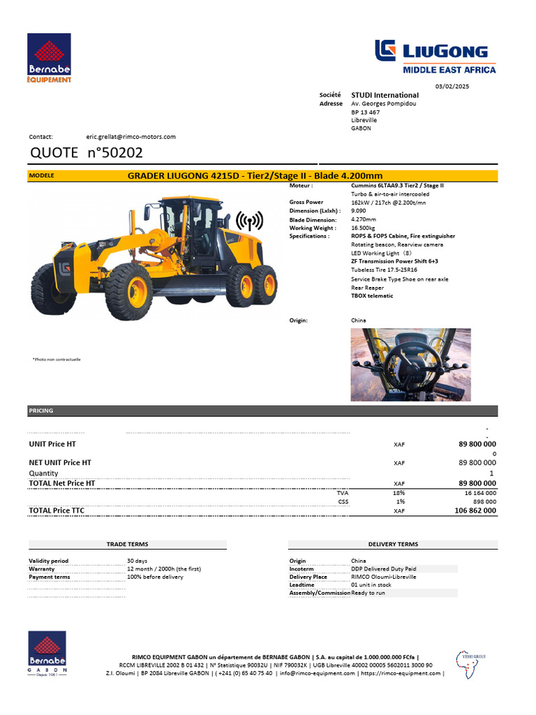 Grader Liugong 4215D Specifications and Pricing | PDF | Land Vehicles ...