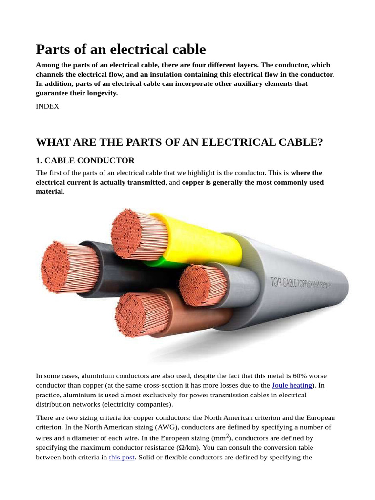 What Are The Parts of An Electrical Cable? | PDF | Electrical Conductor ...