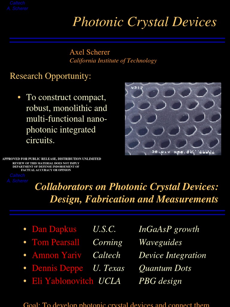 Photonic Crystal Devices Overview | PDF | Laser | Photonics