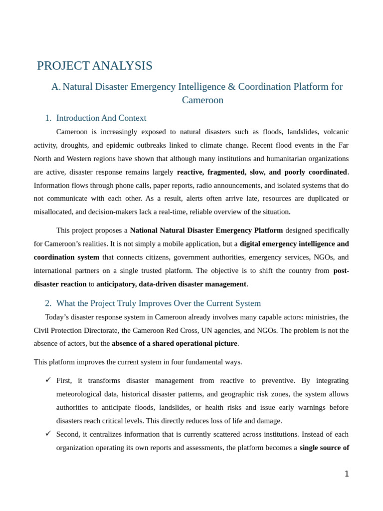 Cameroon Disaster Coordination Platform | PDF | Emergency Management ...