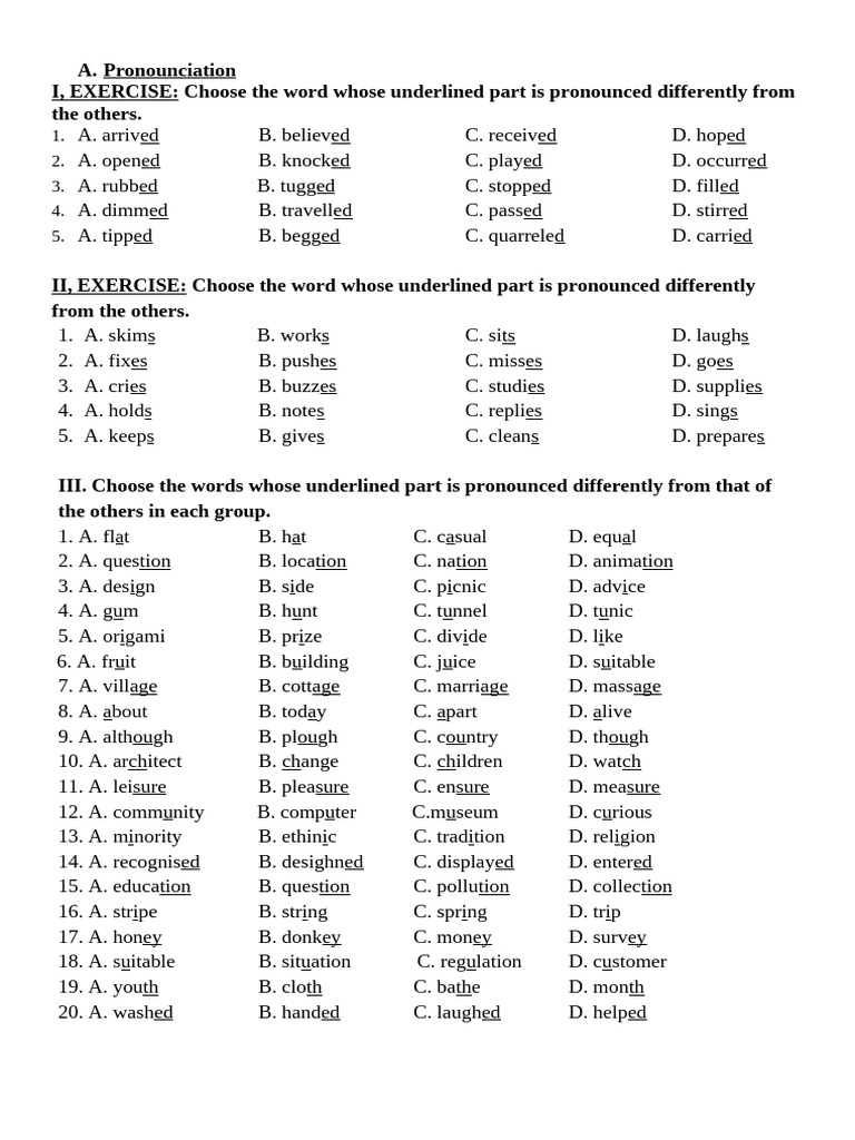 Pronunciation Of-Ed, - S, - Es | PDF