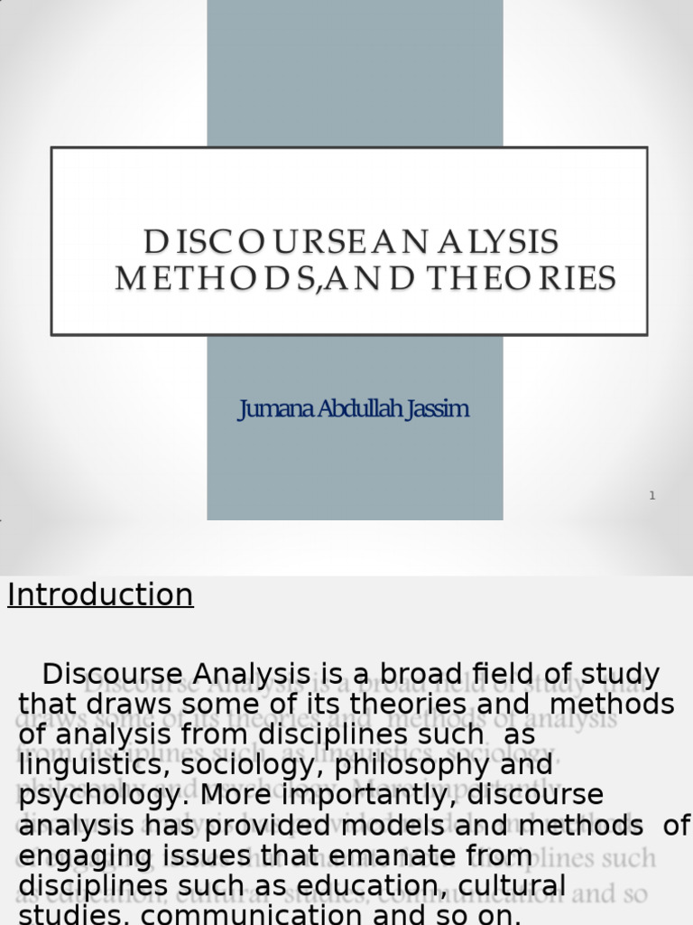 Methods and Theories in Discourse Analysis | PDF | Analysis | Methodology