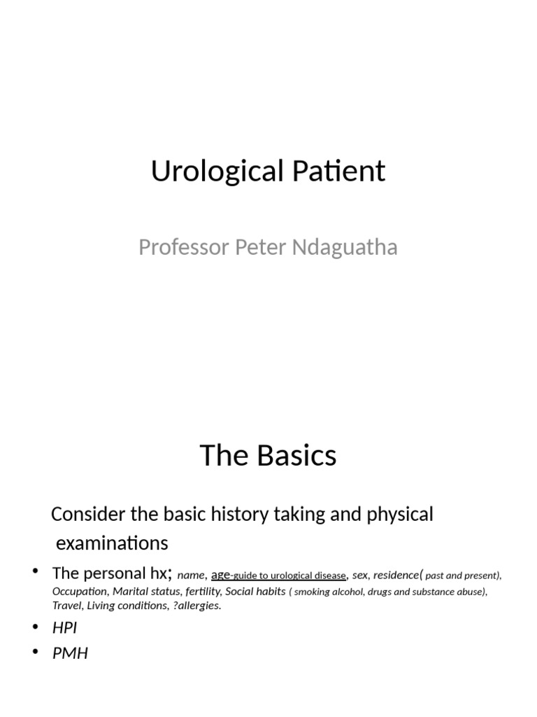 Urological Patient Assessment Guide | PDF | Urology | Medical Specialties