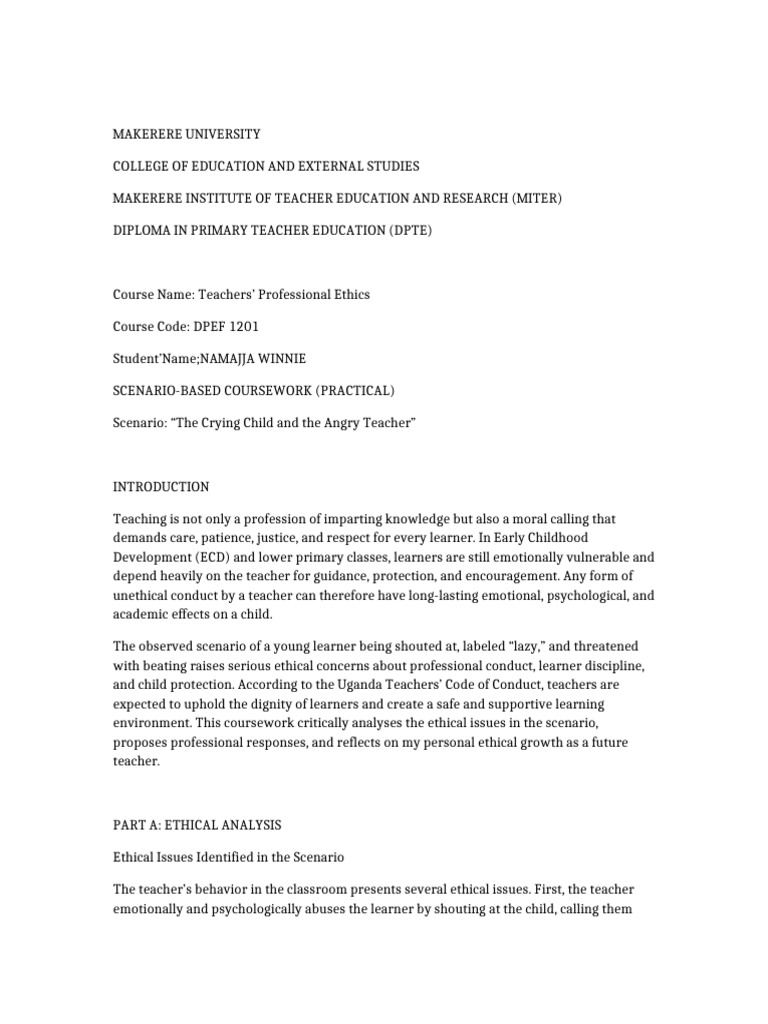 Ethical Teaching in Early Education | PDF | Learning | Teachers