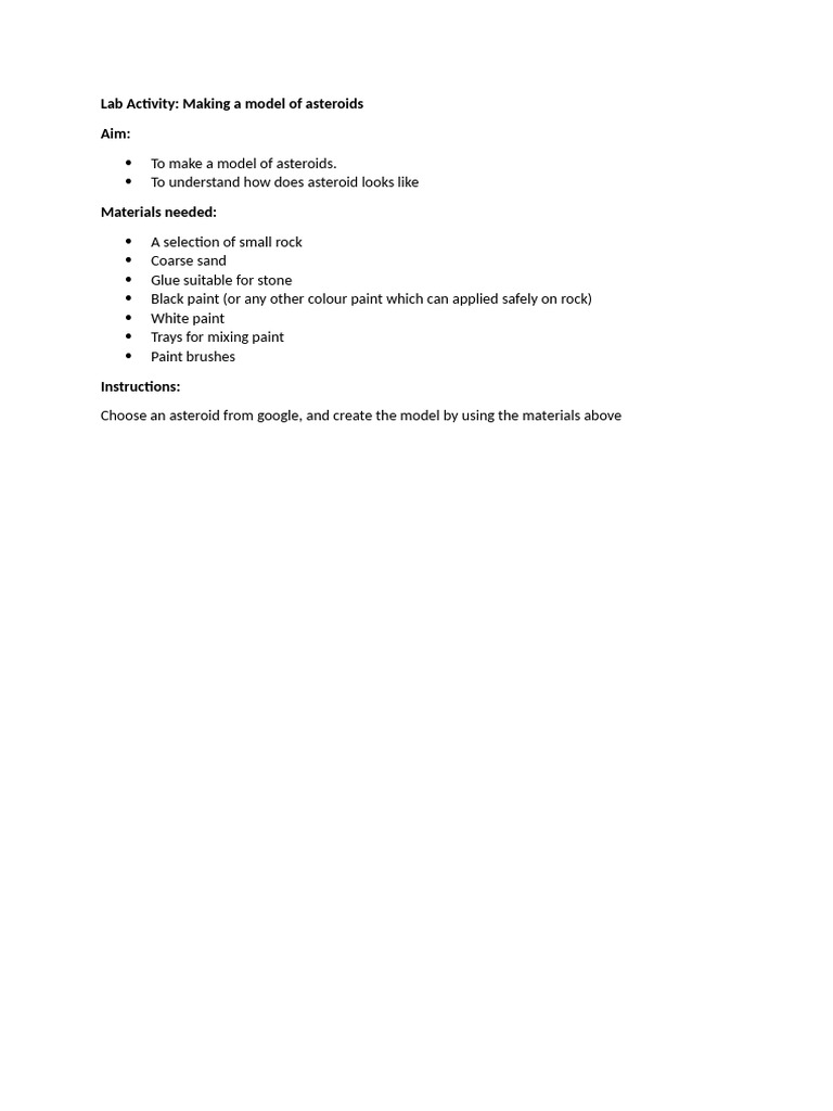 Create Your Own Asteroid Model | PDF