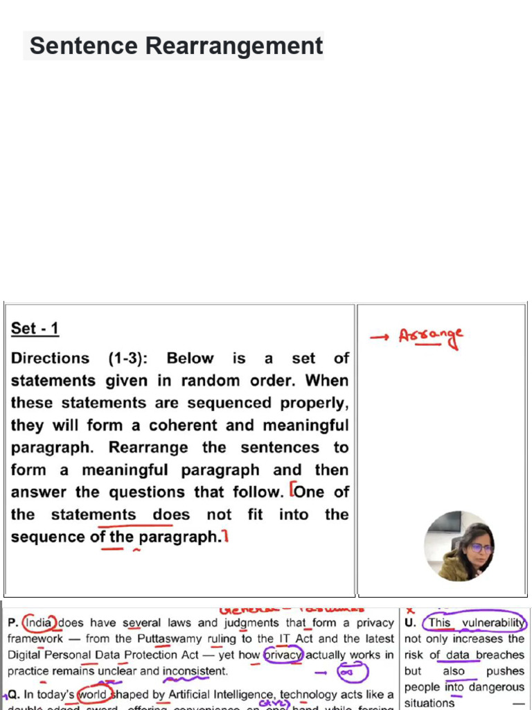Sentence Rearrangement Exercises | PDF | Privacy