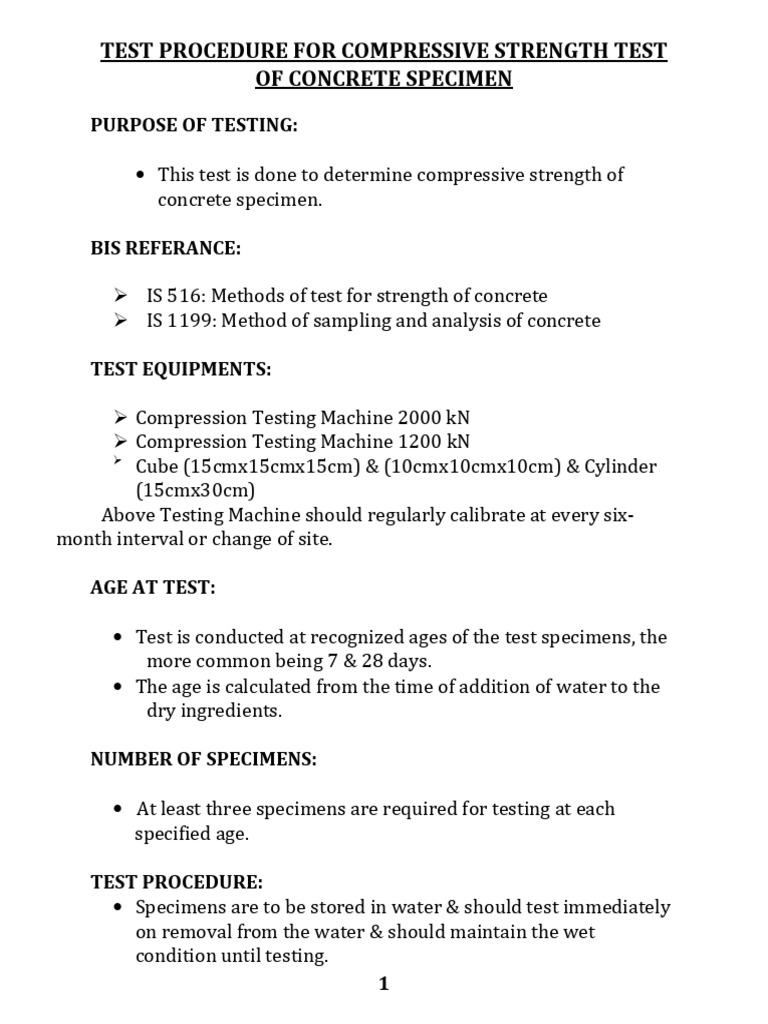 Compressive Strength Testing of Concrete | PDF | Concrete | Physical ...