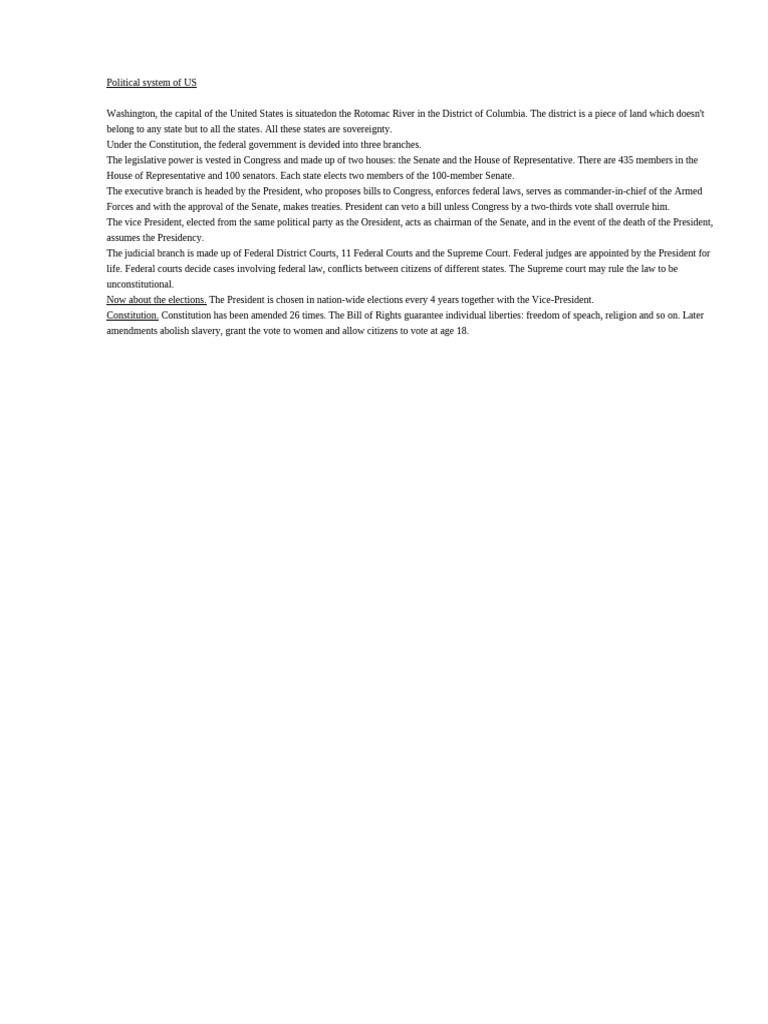 Overview of the US Political System | PDF
