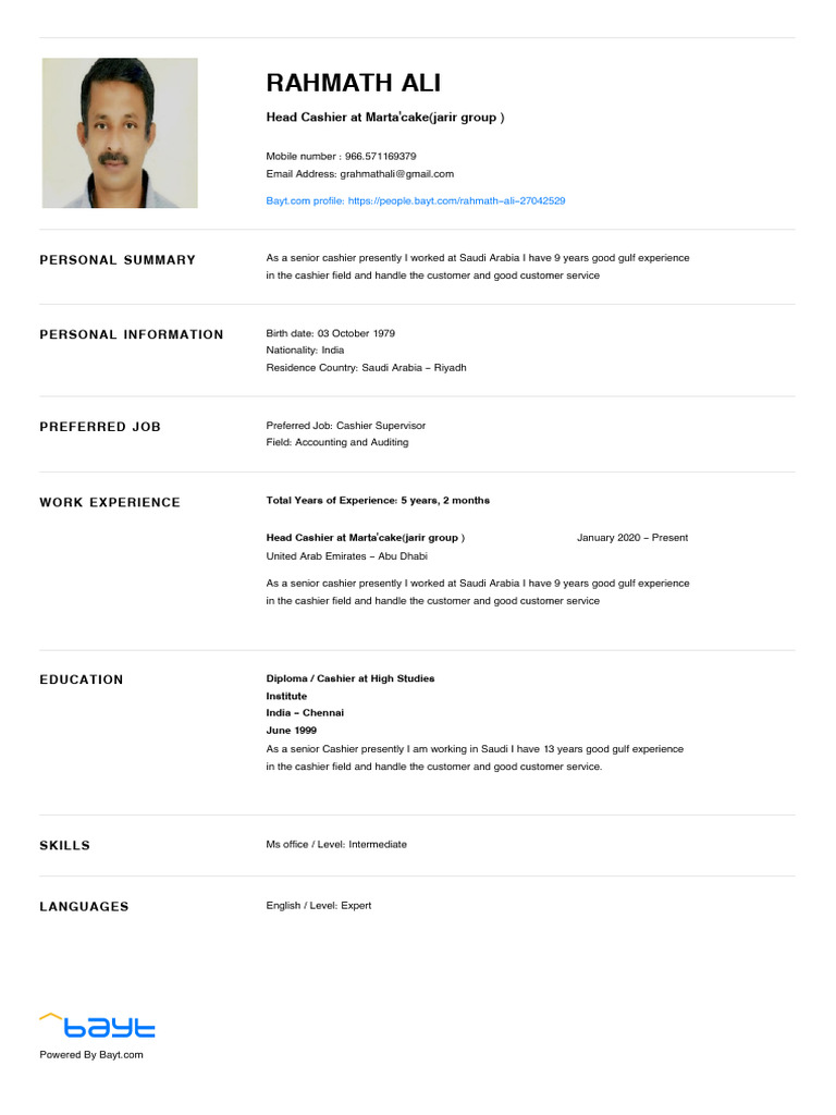 Cv32266596 Rahmath Ali | PDF