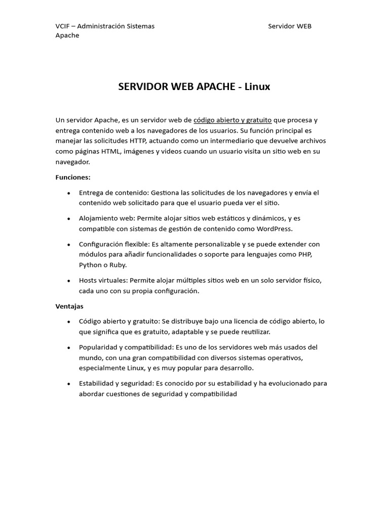Guía de Instalación y Configuración de Apache | PDF | Servidor HTTP ...