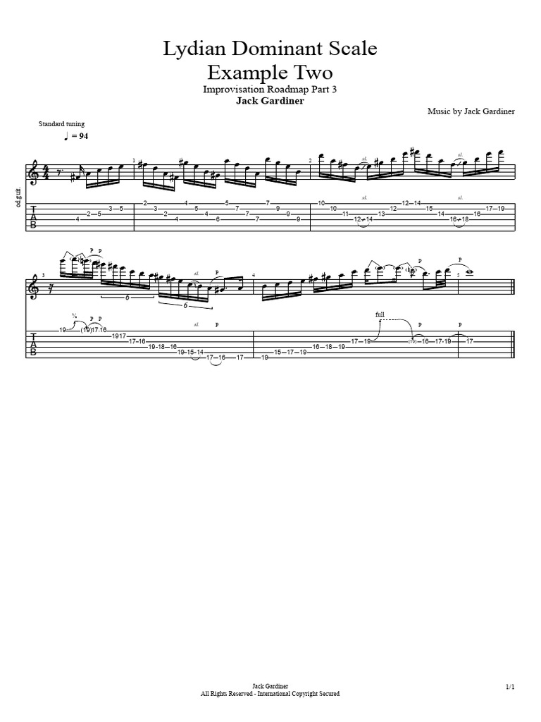 Lydian Dominant Scale Example Two | PDF | Musical Scales