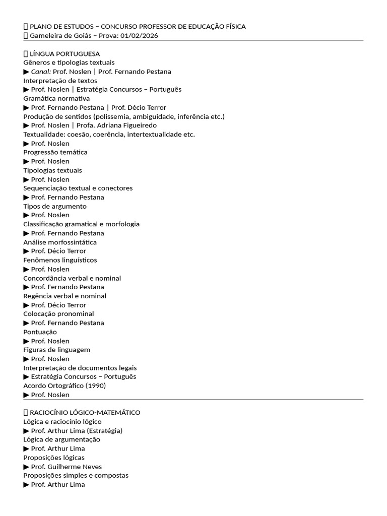 Plano de Estudos para Concurso de Professor | PDF | Pedagogia | Brasil
