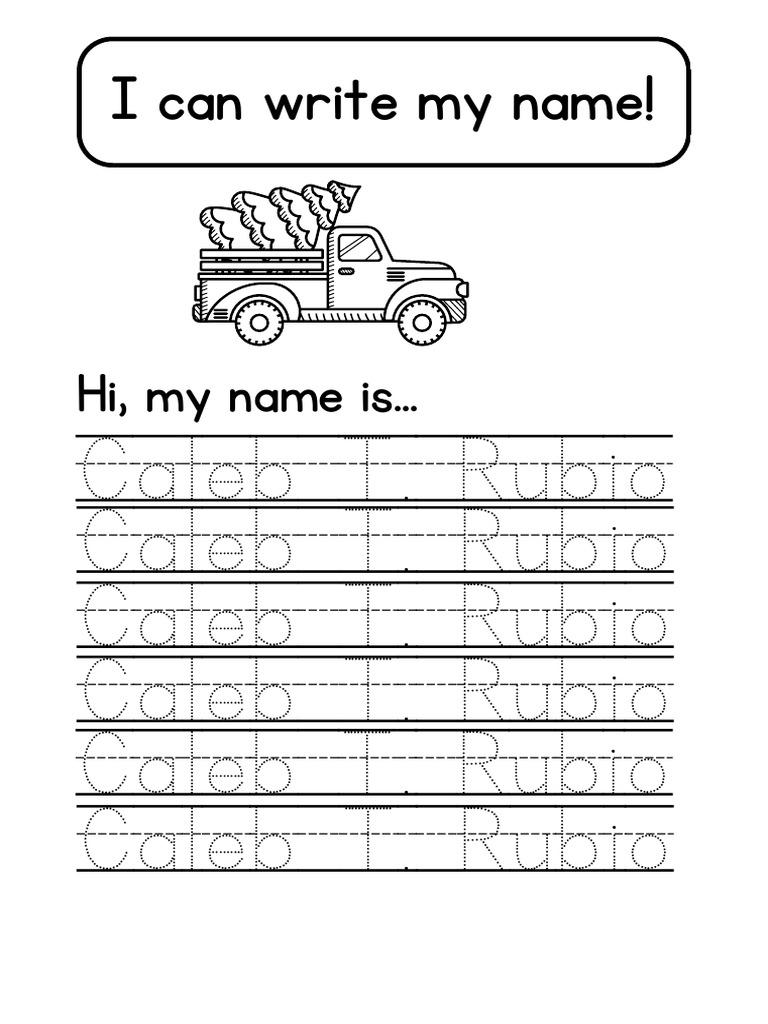 Christmas Name Tracing Practice Worksheet in Black White | PDF