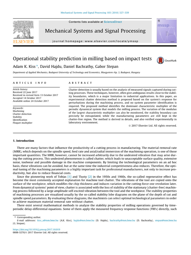 Milling Chatter Detection Method | PDF