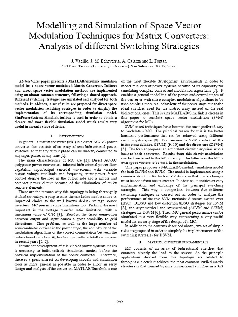 Space Vector Modulation for Matrix Converters | PDF | Matrix ...