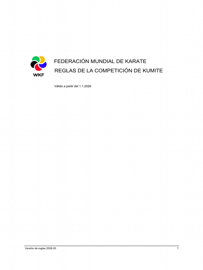 Reglas Kumite 2026 de Karate WKF | PDF | Competencia