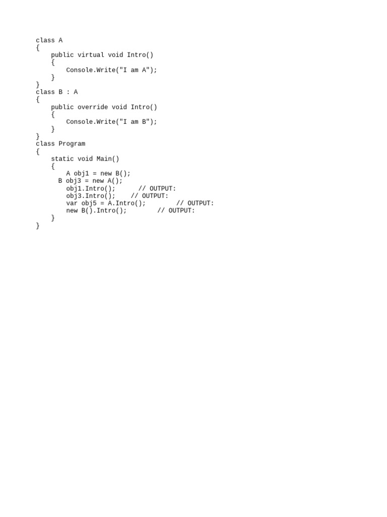 C# Inheritance and Method Overriding | PDF