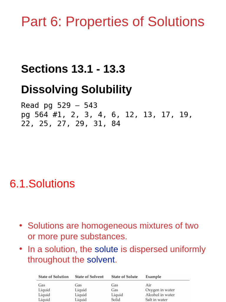 Properties of Solutions Overview | PDF | Solvation | Phases Of Matter