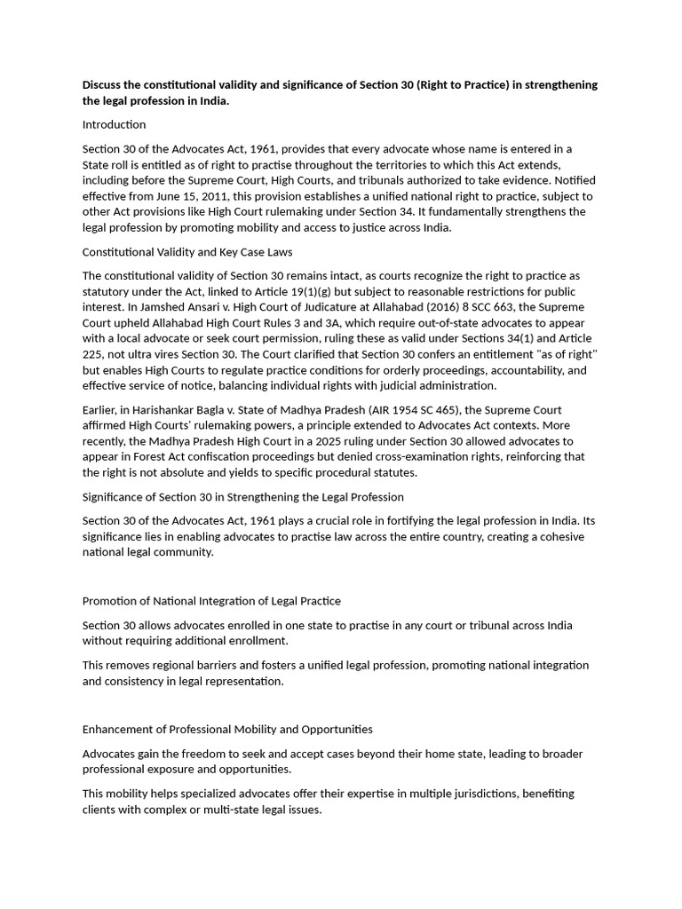 Section 30 of Advocates Act: Legal Significance | PDF | Debits And ...