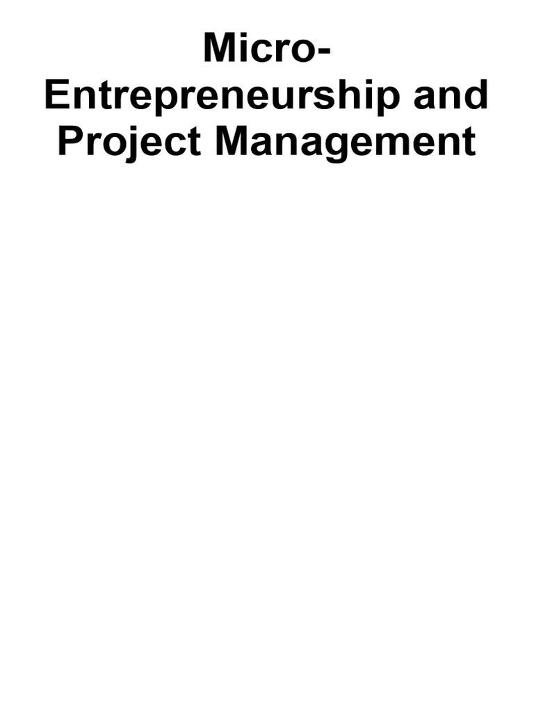 Micro-Entrepreneurship Project Management Guide | PDF ...