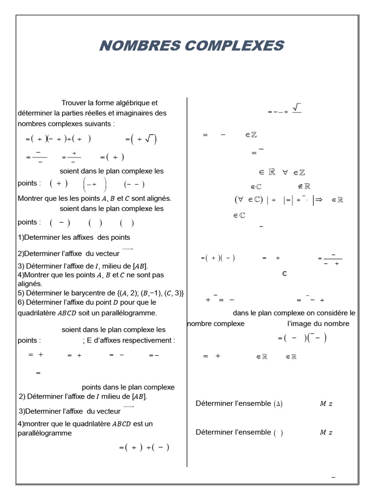 Exercices sur les Nombres Complexes | PDF | Nombre complexe | Algèbre ...
