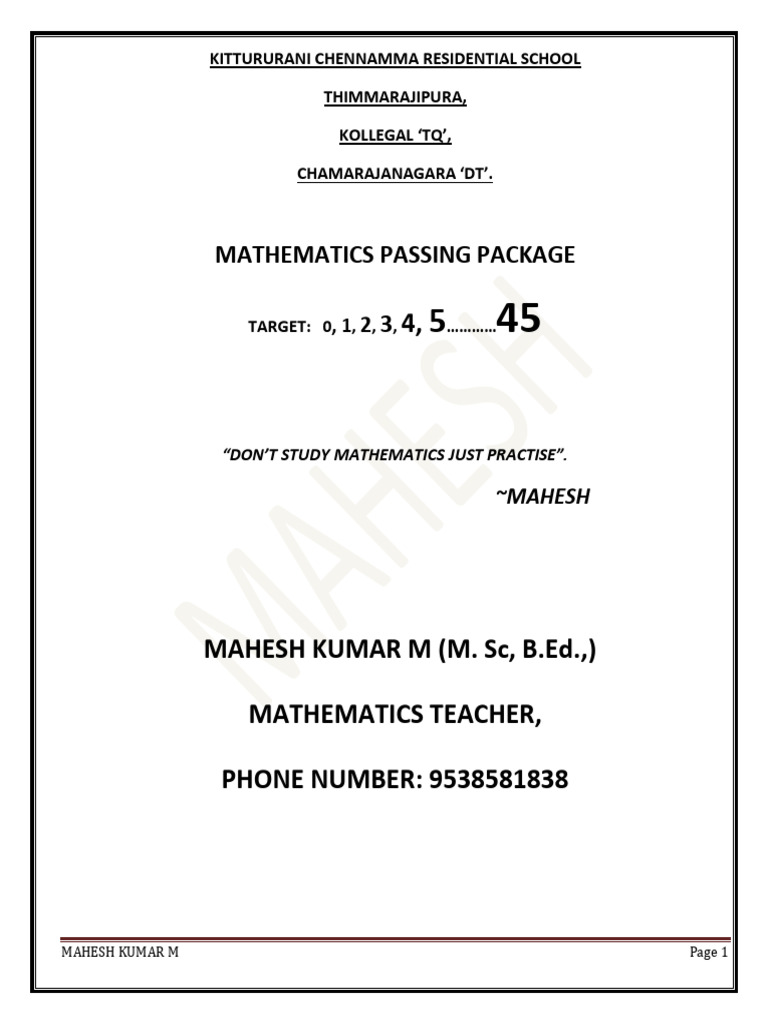 Mathematics Passing Package Guide | PDF | Trigonometry | Circle