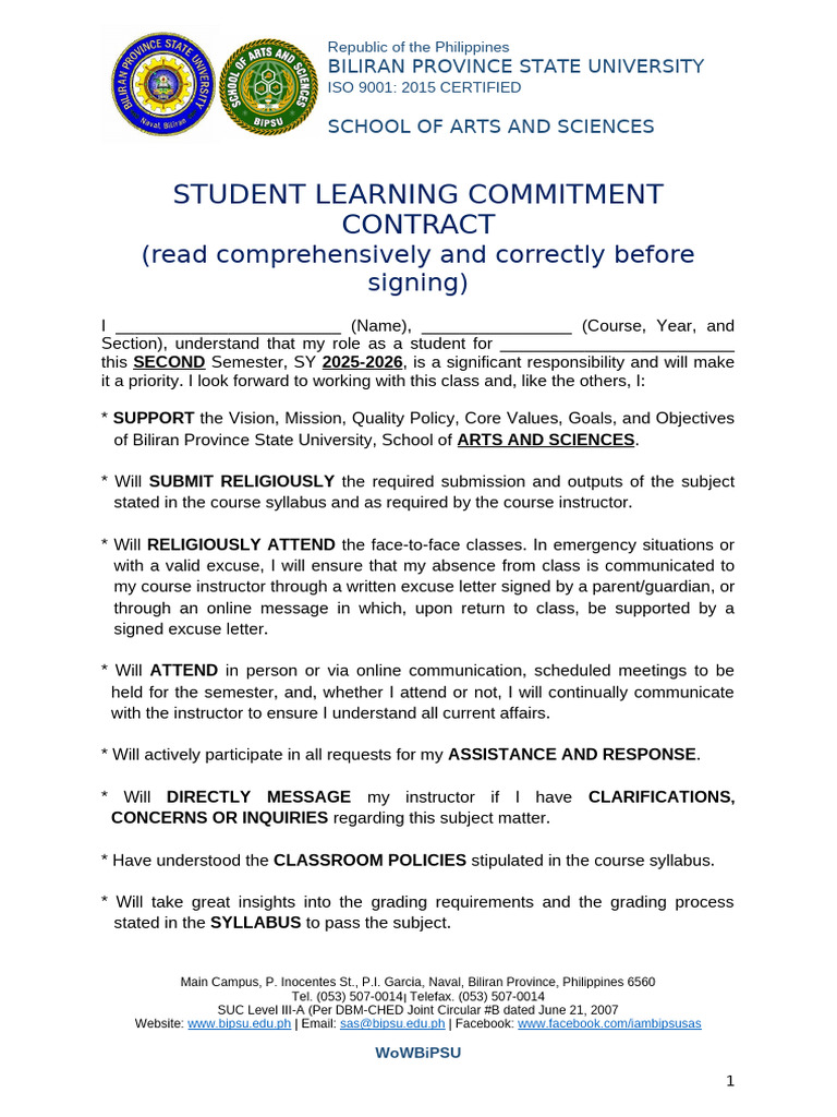 Learning Commitment Contract | PDF