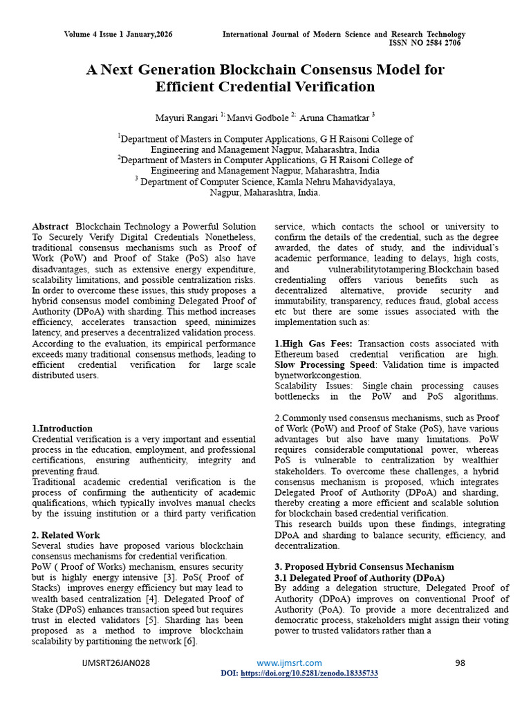 Hybrid Blockchain Consensus for Credential Verification | PDF ...