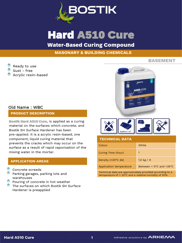 Bostik Turkiye Product Hard A510 Cure Tds en | PDF | Concrete | Shelf Life