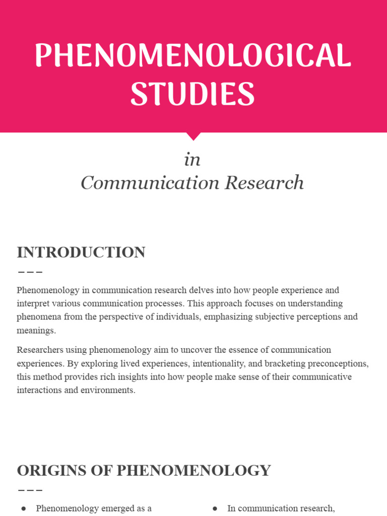 Understanding Phenomenology in Communication | PDF | Phenomenology ...