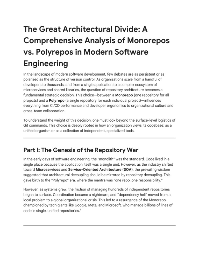 Monorepo vs. Polyrepo: Key Insights | PDF | Systems Architecture ...