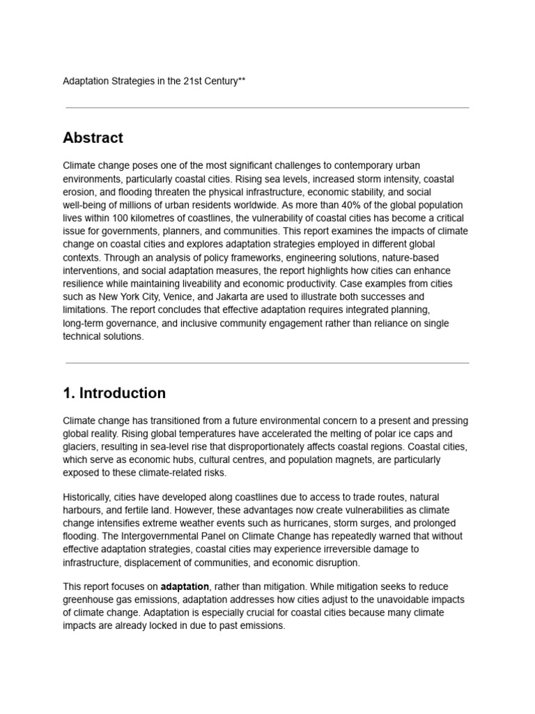 Coastal City Adaptation Strategies | PDF | Sea Level Rise | Climate Change