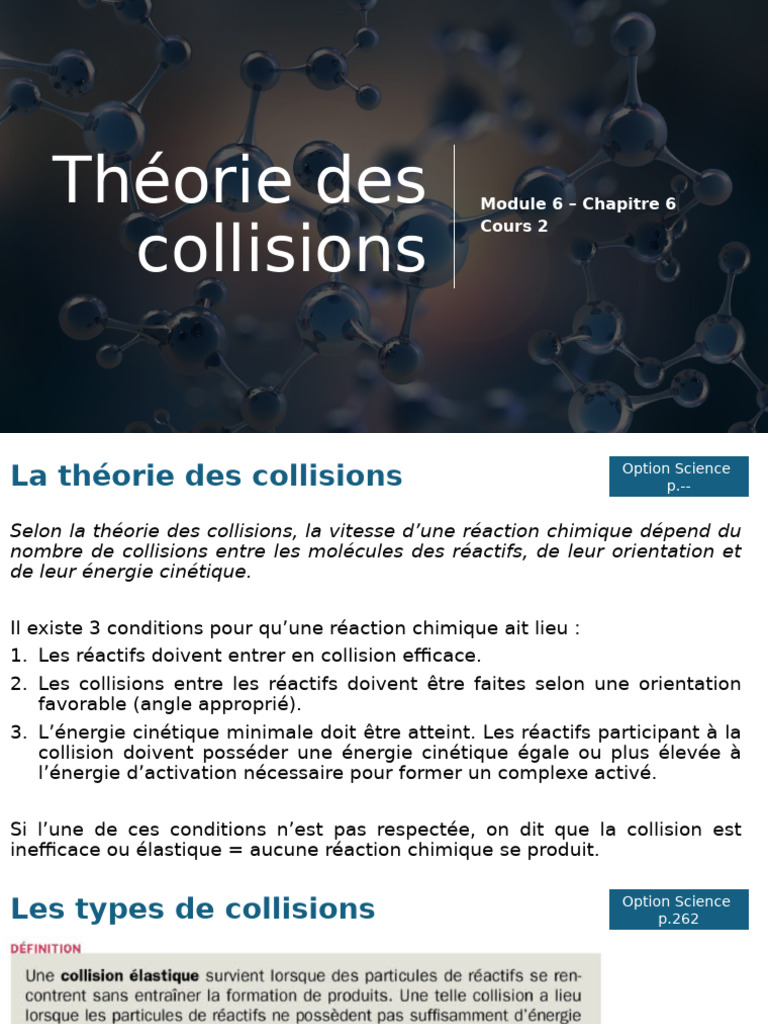 Théorie des collisions en chimie | PDF | Cinétique chimique | Réactions ...