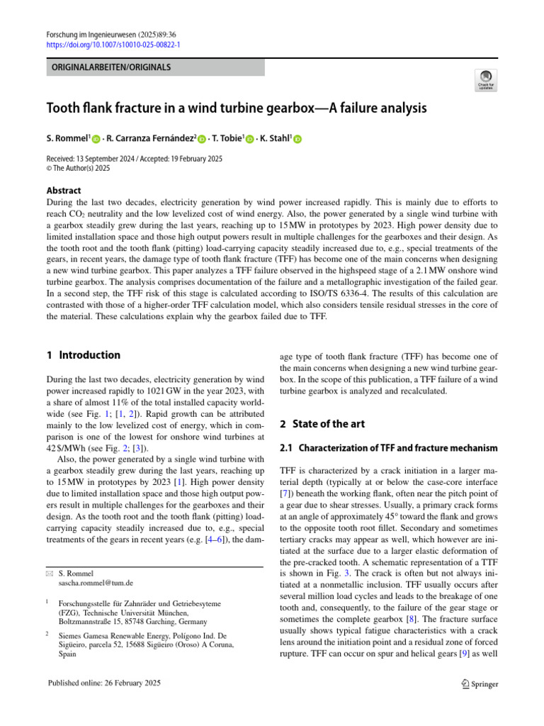 Tooth flank fracture in a wind turbine gearbox—A failure analysis | PDF ...
