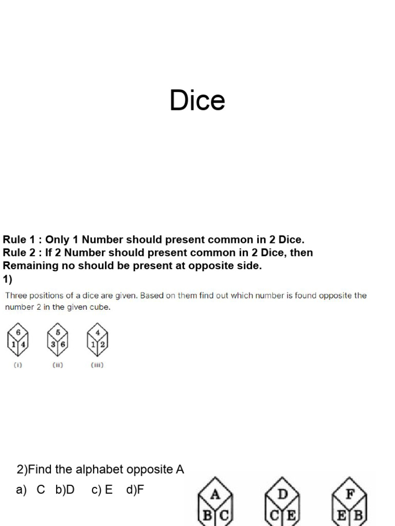 Dice Rules and Answers Quiz | PDF