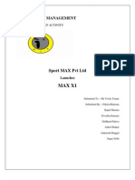 Marketing Management: Sport MAX PVT LTD