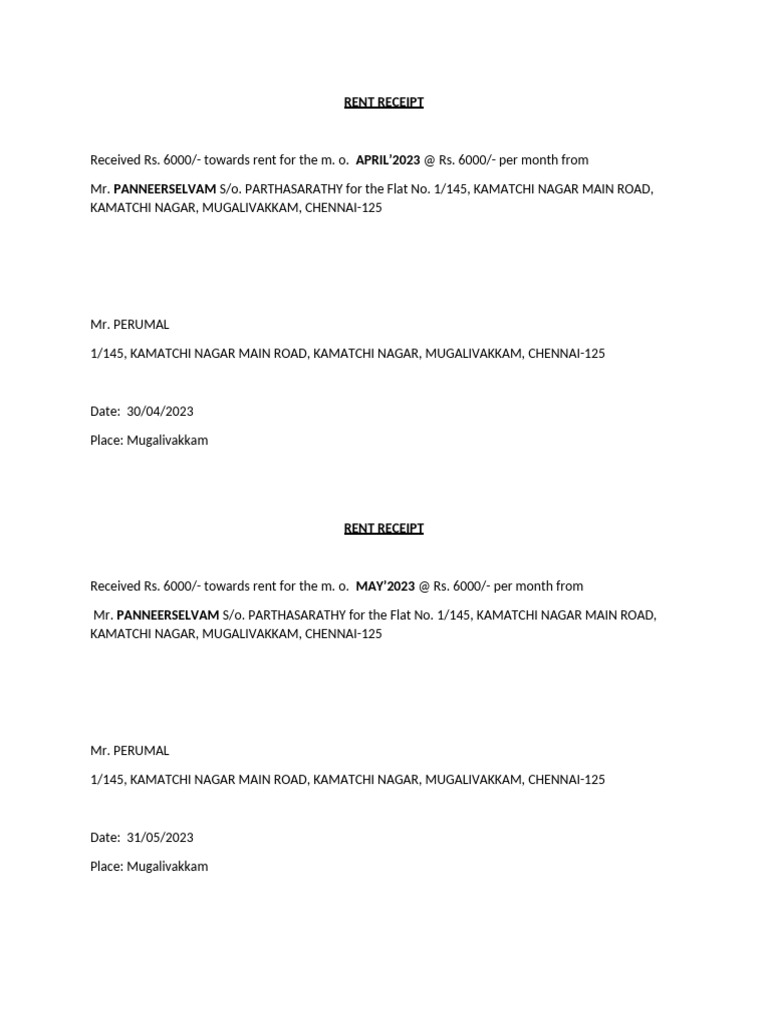 Rent Receipt | PDF