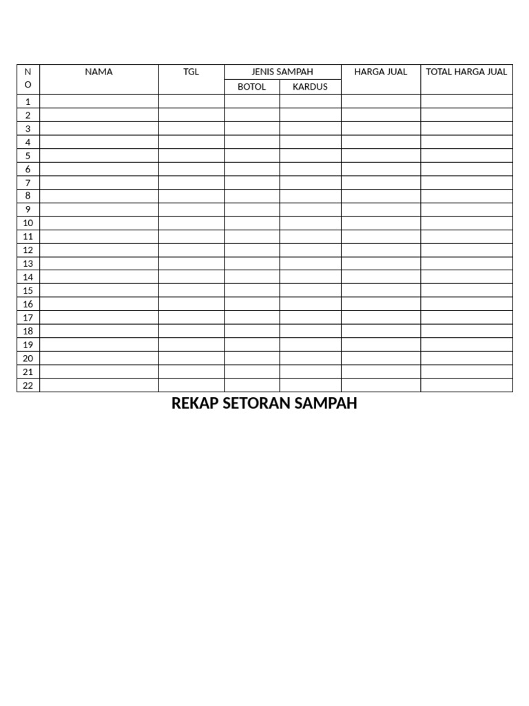 Rekapan Sampah RT 6 RW 2 | PDF