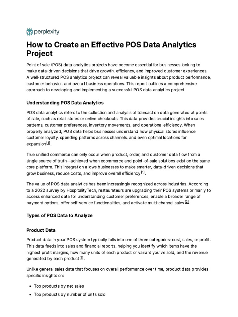 POS Data Analytics Project Guide | PDF | Analytics | Point Of Sale
