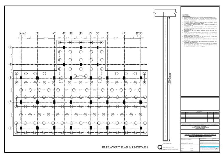 Pile Layout Plan for Police Barrack Construction | PDF | Foundation ...